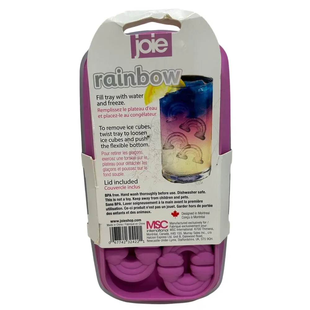 JOIE NIP Rainbow Ice Cube Tray with Lid - Fill, Freeze and Enjoy!